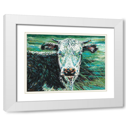 Marshland Cow I White Modern Wood Framed Art Print with Double Matting by Vitaletti, Carolee