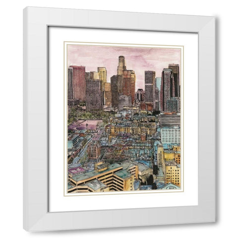 US Cityscape-Los Angeles White Modern Wood Framed Art Print with Double Matting by Wang, Melissa