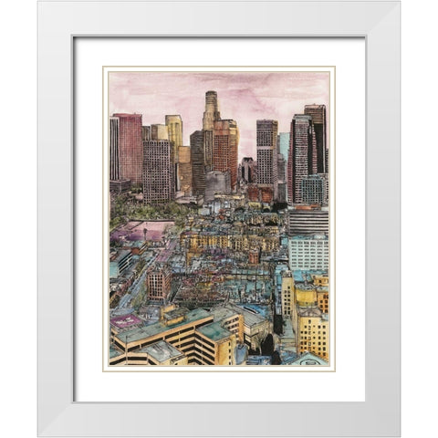 US Cityscape-Los Angeles White Modern Wood Framed Art Print with Double Matting by Wang, Melissa