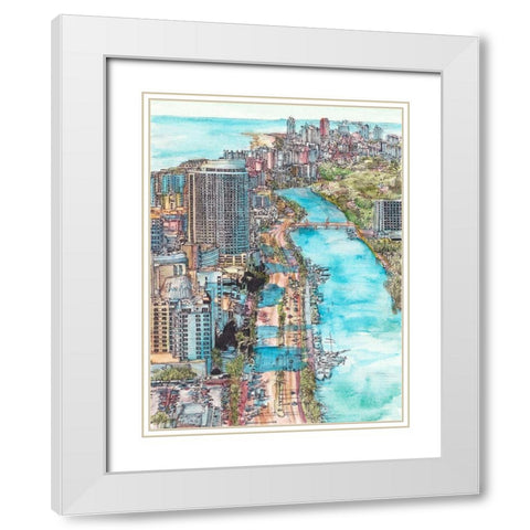 US Cityscape-Miami White Modern Wood Framed Art Print with Double Matting by Wang, Melissa