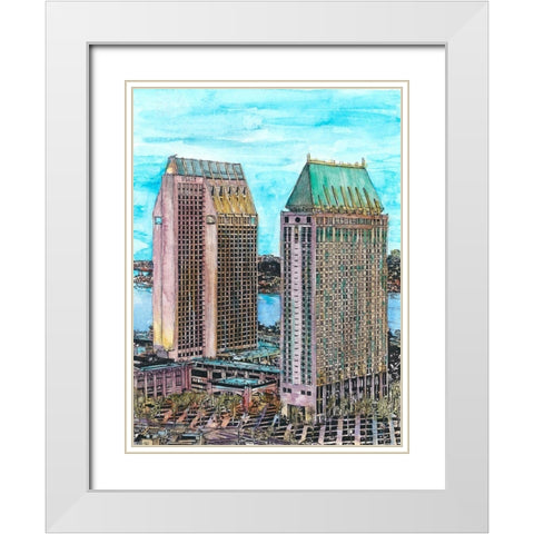 US Cityscape-San Diego White Modern Wood Framed Art Print with Double Matting by Wang, Melissa