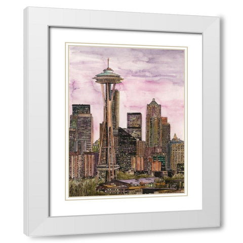 US Cityscape-Seattle White Modern Wood Framed Art Print with Double Matting by Wang, Melissa
