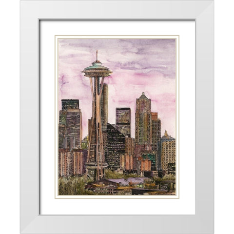 US Cityscape-Seattle White Modern Wood Framed Art Print with Double Matting by Wang, Melissa