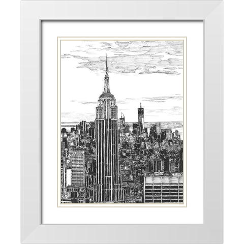 BandW Us Cityscape-NYC White Modern Wood Framed Art Print with Double Matting by Wang, Melissa