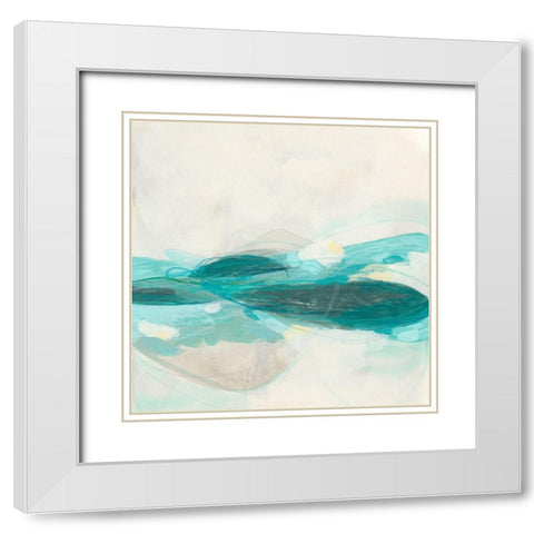 Aquamarine I White Modern Wood Framed Art Print with Double Matting by Vess, June Erica