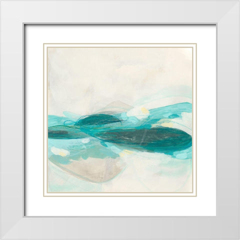 Aquamarine I White Modern Wood Framed Art Print with Double Matting by Vess, June Erica