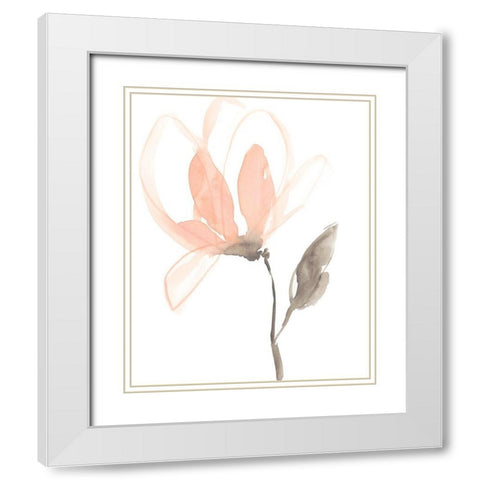 Blush Petals I White Modern Wood Framed Art Print with Double Matting by Goldberger, Jennifer