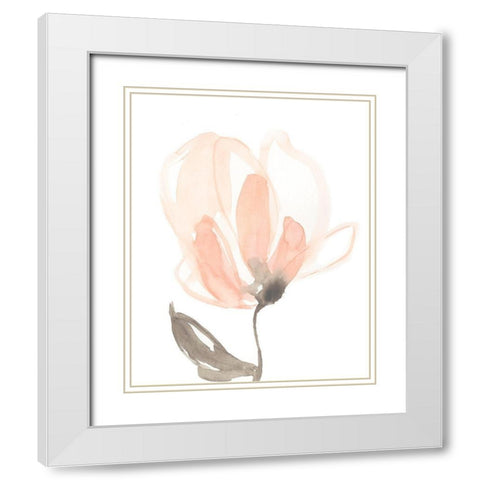 Blush Petals II White Modern Wood Framed Art Print with Double Matting by Goldberger, Jennifer