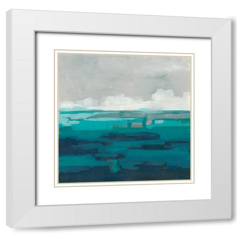 Sea Foam Vista I White Modern Wood Framed Art Print with Double Matting by Vess, June Erica