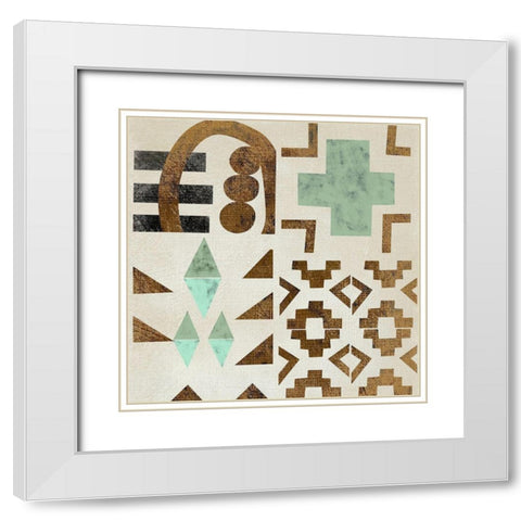 Geo Tile I White Modern Wood Framed Art Print with Double Matting by Zarris, Chariklia