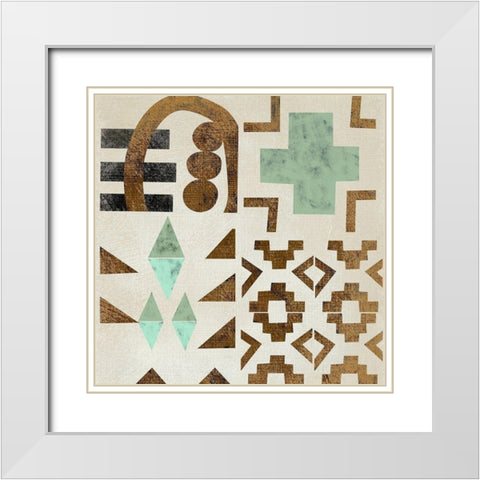 Geo Tile I White Modern Wood Framed Art Print with Double Matting by Zarris, Chariklia