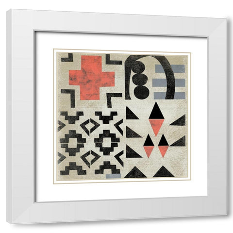 Geo Tile III White Modern Wood Framed Art Print with Double Matting by Zarris, Chariklia