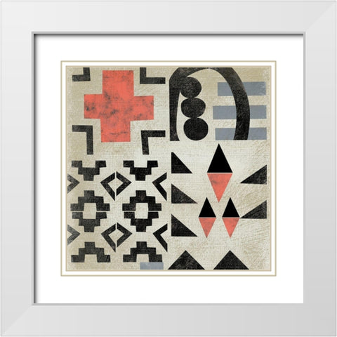 Geo Tile III White Modern Wood Framed Art Print with Double Matting by Zarris, Chariklia