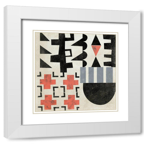 Geo Tile IV White Modern Wood Framed Art Print with Double Matting by Zarris, Chariklia