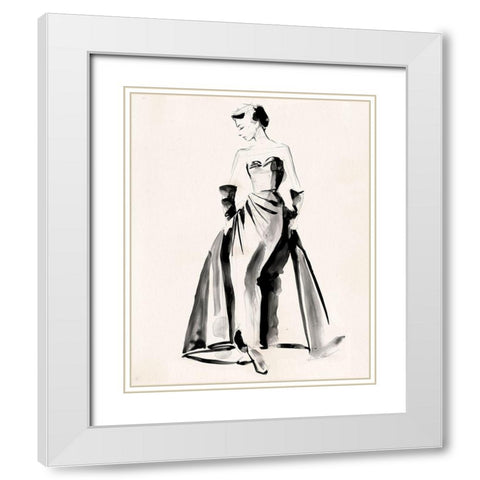 Vintage Costume Sketch I White Modern Wood Framed Art Print with Double Matting by Parker, Jennifer Paxton