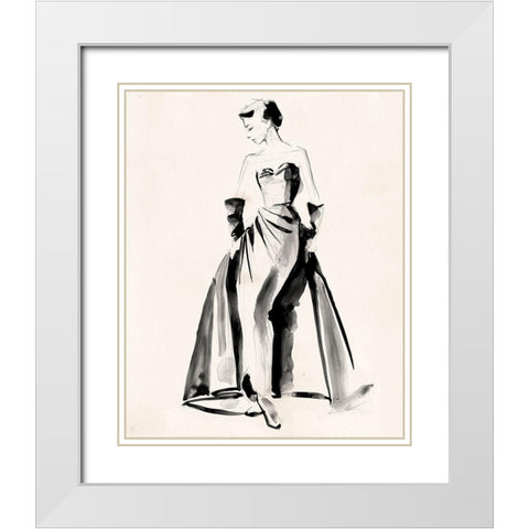 Vintage Costume Sketch I White Modern Wood Framed Art Print with Double Matting by Parker, Jennifer Paxton