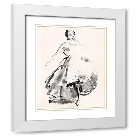 Vintage Costume Sketch II White Modern Wood Framed Art Print with Double Matting by Parker, Jennifer Paxton