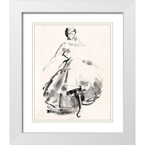 Vintage Costume Sketch II White Modern Wood Framed Art Print with Double Matting by Parker, Jennifer Paxton