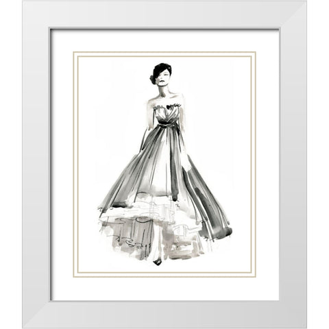 Gestural Evening Gown II White Modern Wood Framed Art Print with Double Matting by Parker, Jennifer Paxton