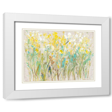 Floral Cluster I White Modern Wood Framed Art Print with Double Matting by OToole, Tim