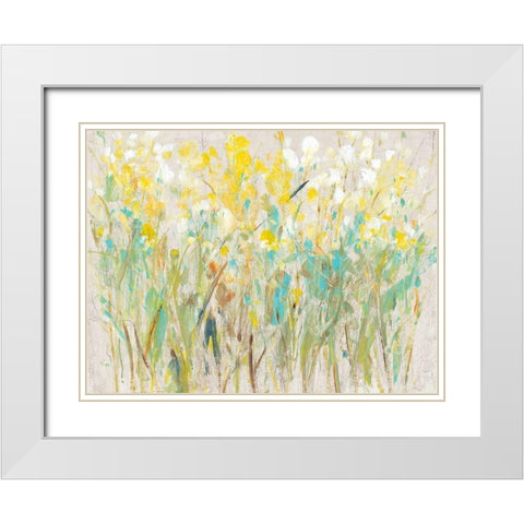 Floral Cluster I White Modern Wood Framed Art Print with Double Matting by OToole, Tim