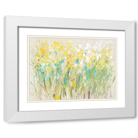 Floral Cluster II White Modern Wood Framed Art Print with Double Matting by OToole, Tim