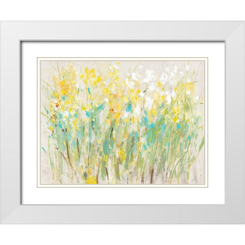 Floral Cluster II White Modern Wood Framed Art Print with Double Matting by OToole, Tim