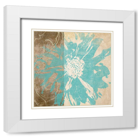 Flower Flake II White Modern Wood Framed Art Print with Double Matting by Saunders, Alonzo