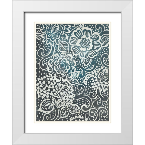 Floral Batik I White Modern Wood Framed Art Print with Double Matting by Zarris, Chariklia