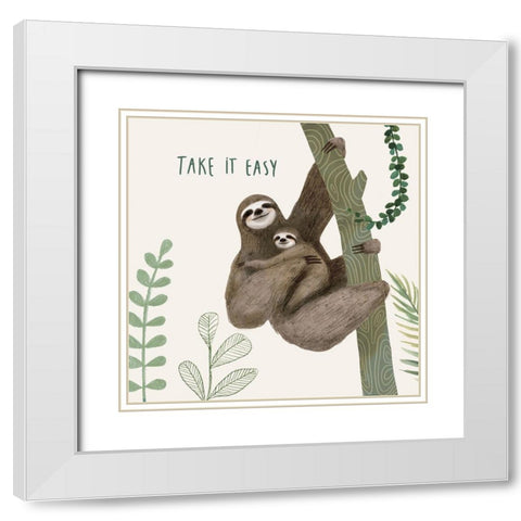 Sloth Sayings IV White Modern Wood Framed Art Print with Double Matting by Borges, Victoria
