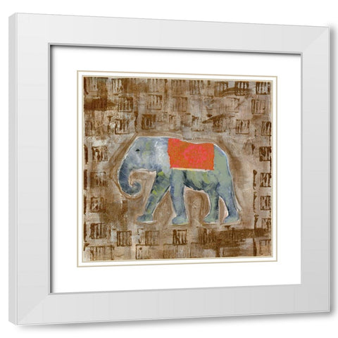 Global Elephant I White Modern Wood Framed Art Print with Double Matting by Daavettila, Tara