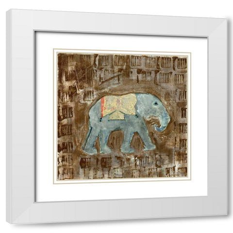 Global Elephant III White Modern Wood Framed Art Print with Double Matting by Daavettila, Tara