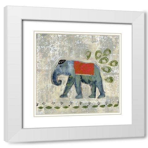 Global Elephant IV White Modern Wood Framed Art Print with Double Matting by Daavettila, Tara