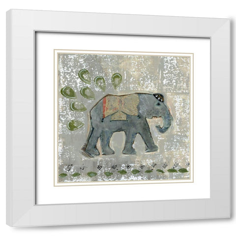 Global Elephant VI White Modern Wood Framed Art Print with Double Matting by Daavettila, Tara