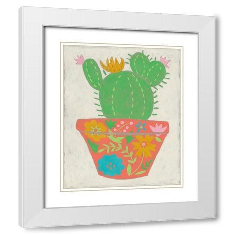 Happy Cactus I White Modern Wood Framed Art Print with Double Matting by Zarris, Chariklia