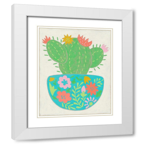 Happy Cactus IV White Modern Wood Framed Art Print with Double Matting by Zarris, Chariklia