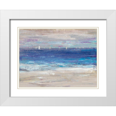 Distant Regatta I White Modern Wood Framed Art Print with Double Matting by OToole, Tim