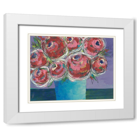 Candy Flowers I White Modern Wood Framed Art Print with Double Matting by Moore, Regina
