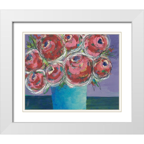 Candy Flowers I White Modern Wood Framed Art Print with Double Matting by Moore, Regina