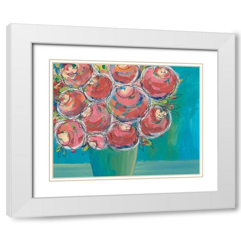 Candy Flowers II White Modern Wood Framed Art Print with Double Matting by Moore, Regina