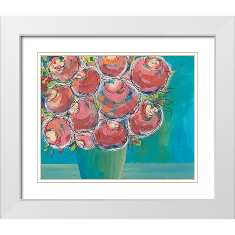 Candy Flowers II White Modern Wood Framed Art Print with Double Matting by Moore, Regina