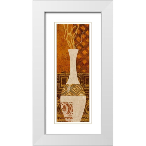 Ethnic Vase I White Modern Wood Framed Art Print with Double Matting by Saunders, Alonzo