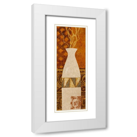 Ethnic Vase II White Modern Wood Framed Art Print with Double Matting by Saunders, Alonzo