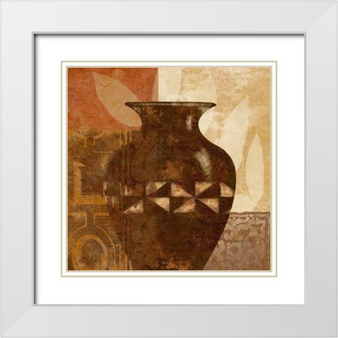 Ethnic Vase IV White Modern Wood Framed Art Print with Double Matting by Saunders, Alonzo