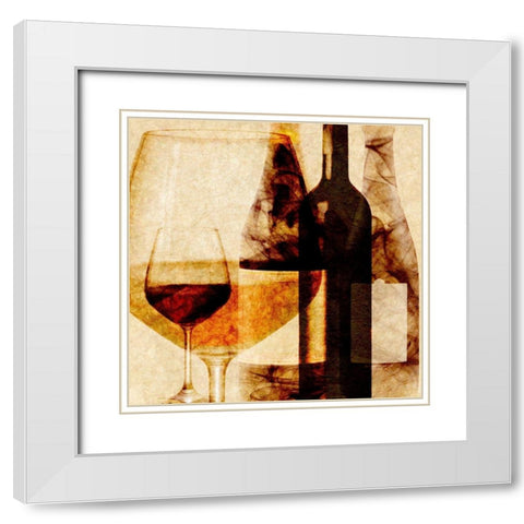 Smokey Wine I White Modern Wood Framed Art Print with Double Matting by Saunders, Alonzo