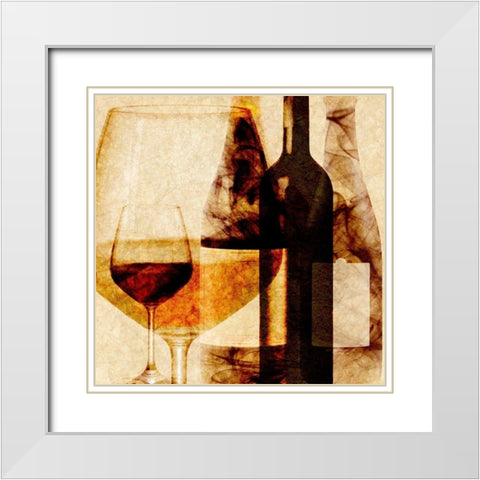 Smokey Wine I White Modern Wood Framed Art Print with Double Matting by Saunders, Alonzo