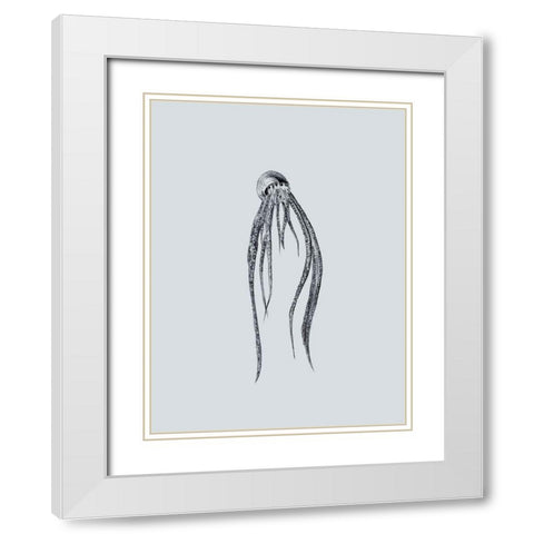 Marine Life I White Modern Wood Framed Art Print with Double Matting by Wang, Melissa