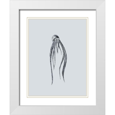 Marine Life I White Modern Wood Framed Art Print with Double Matting by Wang, Melissa