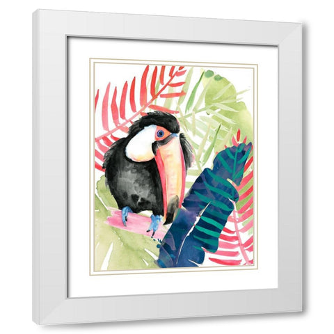 Toucan Palms II White Modern Wood Framed Art Print with Double Matting by Parker, Jennifer Paxton