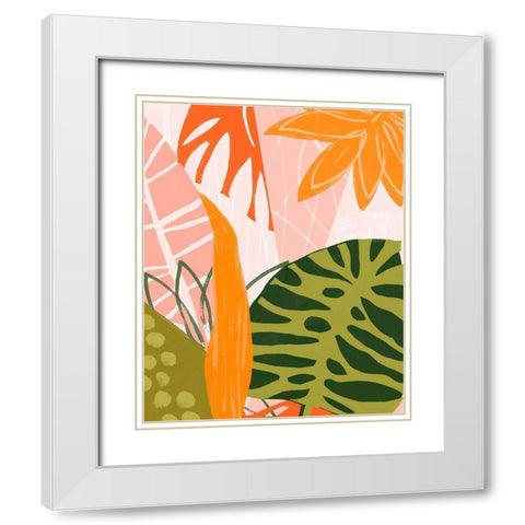 Jungle Collage II White Modern Wood Framed Art Print with Double Matting by Vess, June Erica